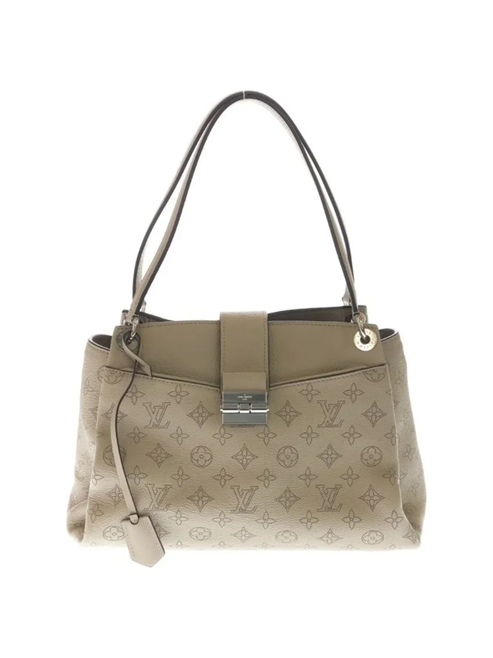 Louis Vuitton Sevre Mahina Handbag Beige Leather Silver